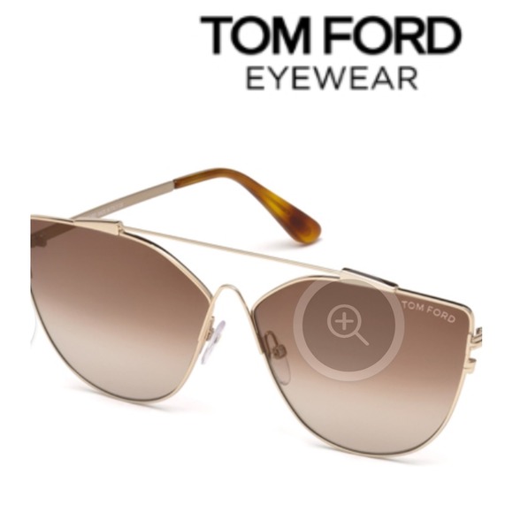 Tom‎ Ford FT0563 28G Shiny Rose Gold Jacquelyn Pilot Sunglasses